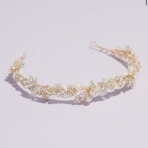 Crystal Bead and Pearl Gold Headband